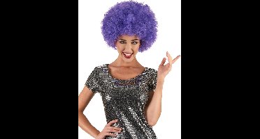 Vegaoo - Paarse disco pruik voor volwassenen - Comfort - Fluo - One Size