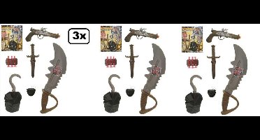 3x Piratenset 5 delig op kaart