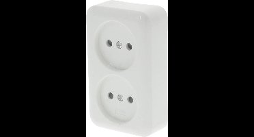 Q-LINK - Wandcontactdoos - Opbouw - Dubbel Stopcontact - Kinderbeveiliging - Polarwit