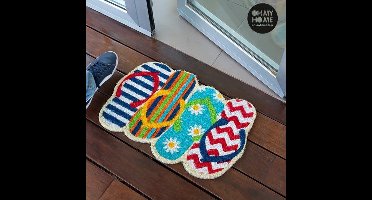 Oh My Home Slippers Deurmat - Flip Flop Design - Antislip - 75x45cm - Geschikt voor Binnen en Buiten