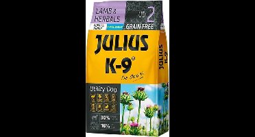 Julius K9 - Graanvrij hondenvoer - Hypoallergene hondenbrokken met lam & aardappel - Voor pups & jonge honden - 10kg