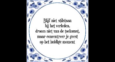 Tegeltje met Spreuk (Tegeltjeswijsheid): Blijf niet stilstaan bij het verleden, droom niet van de toekomst, maar concentreer je geest op het huidige moment + Kado verpakking & Plakhanger