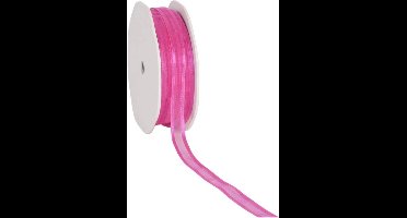 Satin edge Organzalint Fuchsia - 10 mm / 50 mtr.