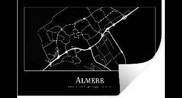 Muurstickers - Sticker Folie - Stadskaart - Almere - Kaart - Plattegrond - 30x20 cm - Plakfolie - Muurstickers Kinderkamer - Zelfklevend Behang - Zelfklevend behangpapier - Stickerfolie