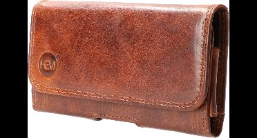 HEM (Rund) Leer Broekriem Hoesje - Geschikt voor Samsung S5 / S5 Neo - Cognac Bruin - Broekriem telefoonhoesje