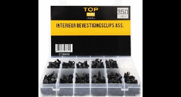 Topgear Interieurclips Assortimentsbox - 350 stuks - Diverse maten en soorten - Handige opbergvakken