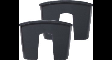 Prosperplast Plantenbak - 2x stuks - railing - kunststof - 58 cm - antraciet grijs kleur voor buiten