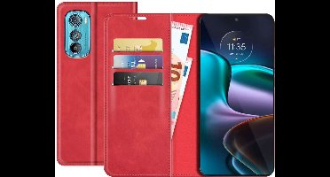 Just in Case hoesje geschikt voor Motorola Edge 30 - Hoesje met Pasjeshouder - Luxe Book Case - Rood