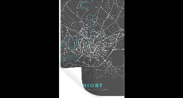 Muurstickers - Sticker Folie - Niort - Plattegrond - Kaart - Frankrijk - Stadskaart - 20x30 cm - Plakfolie - Muurstickers Kinderkamer - Zelfklevend Behang - Zelfklevend behangpapier - Stickerfolie