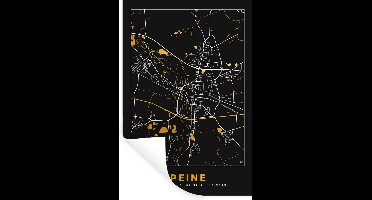 Muurstickers - Sticker Folie - Peine - Stadskaart - Black and Gold - Kaart - Duitsland - Plattegrond - 20x30 cm - Plakfolie - Muurstickers Kinderkamer - Zelfklevend Behang - Zelfklevend behangpapier - Stickerfolie