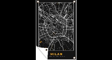 Tuindecoratie Kaart - Milaan - Plattegrond - Goud - Stadskaart - 40x60 cm - Tuinposter - Tuindoek