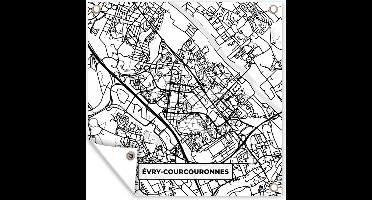 Tuinposters Frankrijk - Stadskaart - Plattegrond - Évry-Courcouronnes - Kaart - 50x50 cm - Tuindoek