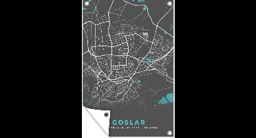 Tuindecoratie Blauw – Duitsland – Plattegrond – Stadskaart – Kaart – Goslar - 40x60 cm - Tuinposter - Tuindoek