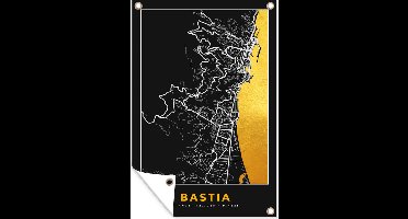 Tuindecoratie Bastia - Plattegrond - Frankrijk - Kaart - Stadskaart - 40x60 cm - Tuinposter - Tuindoek