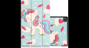 Hoes - Geschikt voor Lenovo Tab M10 Plus (3e / 3rd Generatie) - Dun & Stevig - Trifold Bookcase - Hard Cover - Hardcover Book Case - Tablet Hoesje - Eenhoorn