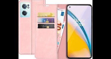Just in Case hoesje geschikt voor OnePlus Nord CE2 - Hoesje met Pasjeshouder - Luxe Book Case - Roze