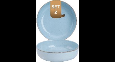 Palmer - Antigo - Schaal - Kom - 2 stuks - 47 cl - ø 15 cm - Lichtblauw - Porselein - Bordenset