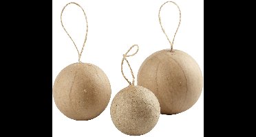 CC Papier Maché Kerstornamenten 4-6 cm 6 stuks