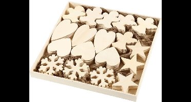 Creativ Company Ornamenten voor Kerst, afm 9-11 cm, dikte 4 mm, 90 assorti, triplex