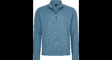 Mario Russo Pique Longsleeve Shirt - Trui Heren - Sweater Heren - Coltrui Heren - L - Blauw
