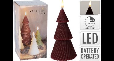 Home & Styling Kerst - Ledkaars boom 15cm - LED - Donkerrood