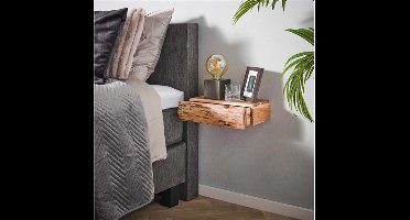 Zwevend Nachtkastje Tree Set van 2 Massief Acaciahout Large - Live Edge - Wandmontage - hangend nachtkastje - 40x20x10 cm - Compact en Modern Design