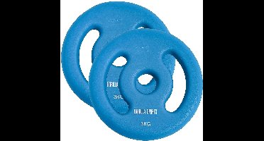 Gorilla Sports Gewichtsschijf - Halterschijven - 2 x 3 kg - Vinyl - Rubber coating - Gietijzer - 30 mm