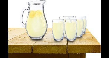 Luminarc waterglazen/sapglazen 6x stuks Versailles 375 ml met schenkkan van 1 liter