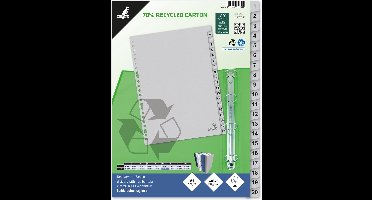 Kangaro tabbladen - A4 - cijfers 20-delig - ECO karton 180 grams - 23-gaats - K420CM