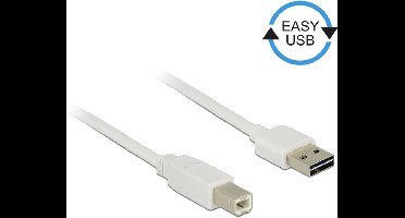 Easy-USB-A naar USB-B kabel - USB2.0 - tot 2A / wit - 2 meter