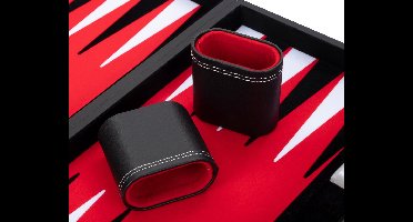 Backgammon 18 inch - Rood, Zwart & Wit Ingelegd Bord - Luxe Kunstlederen Koffer met Handvat - Engelhart