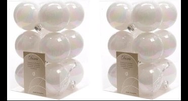 Decoris kerstballen - 24x st - parelmoer wit - D6 cm - kunststof - mat/glans - kerstversiering