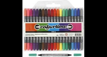 Colortime dubbelstift, standaardkleuren, lijndikte 2,3+3,6 mm, 20 stuk - Incl. Gift