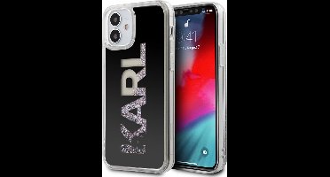 Zwart hoesje van Karl Lagerfeld - Backcover - iPhone 12 Mini - Liquid Glitter