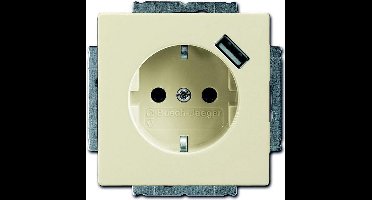 Busch en jaeger Inbouw stopcontact met usb oplader Creme wit - elektrowit