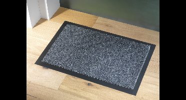 Wicotex - Deurmat - schoonloopmat Faro - Afmeting 60x80cm Zwart - Grijs