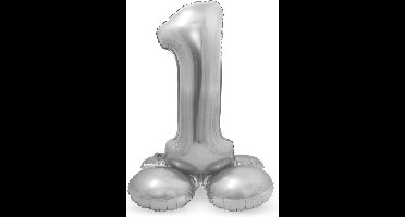 Folat - Cijfer 1 Zilver met standaard - 72 cm