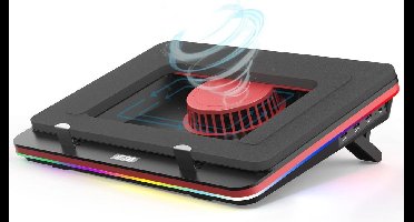 Krachtige Turbo Ventilator Laptop Koeler met RGB Verlichting en USB Hub - Voor 13-17,3 Inch Laptops