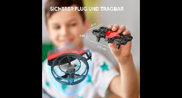 SkyDuel A24 – Set van 2 Mini Drones voor Kinderen met Gevechtsmodus, 4 Batterijen, 3D Flips, Cirkelvlucht & 360° Propellerbescherming – Speelgoed Drone met Afstandsbediening en Throw & Go Functie – Blauw & Roo-Novihome