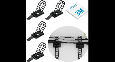 Zelfklevende Kabelclips met Verstelbare Banden voor Bureau Kabelmanagement - 100 Stuks