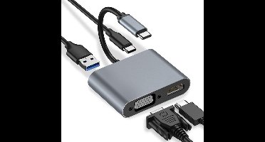 USB C naar HDMI Adapter - Type C HDTV Adapter 4 in 1, USB C Hub en 4K HDMI met USB 3.0/Type C PD Oplaadpoort USB C Hub -Geschikt voor Nintendo Switch / Macbook Pro /M2/ M3/ M4 Air / Windows / Universeel - Ntech