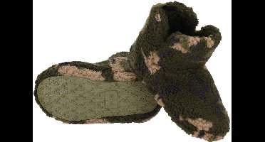 Apollo Pantoffels / sloffen camouflage - army groen - kinderen - maat 33-34 - hoog model - legerprint