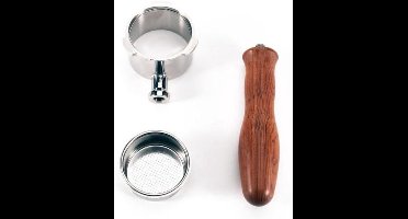 Dubbele Tuit Bodemloze Portafilter met Houten Handvat voor Espresso Machine - Roestvrij Staal - Barista-accessoire - Compatibel met DeLonghi EC680/685/885