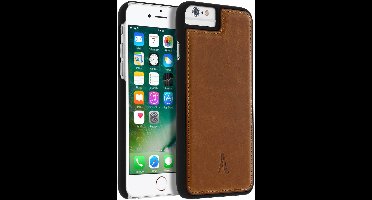 Akashi, Hoesje Geschikt voor Apple iPhone 8 / 7 / 6S / 6 Bescherming Rigid Genuine Leather, Camel