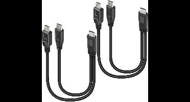 2-in-1 USB-C oplaadkabel 2-pack - Korte splitter kabel voor smartphones & tablets - 30 cm