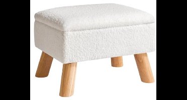 YMYNY Ottomaanse voetenbank met opbergruimte, kleine voetenbank met stabiele houten poten, voetensteun met gevoerde zitting, voor woonkamer, slaapkamer, ingang, 40 × 30 × 28 cm, wit HBD042W