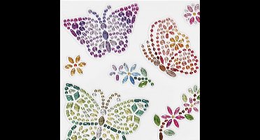 Diamond Stickers - Vlinders - Zelfklevende Glitter Stickers - Strass Knutselstickers - Feestelijke Plakdiamant Stickers - DIY Hobby & Decoratie Stickers - 10x16 cm - 1 Vel