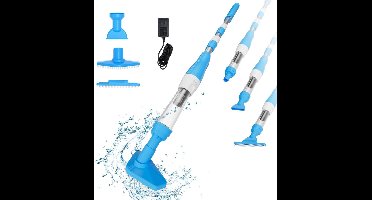 RVV® Zwembadstofzuiger Elektrisch - Reiniger - Zwembadreiniger - met- Blauw Zuigbuis - 15cm x 9cm x 49cm