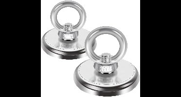 Set van 2 Sterke Neodymium Magneten met Oogschroef - 55 kg Trekkracht - Ideaal voor Magneetvissen en Ophangen