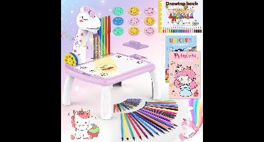 RVV® Tekenprojector - Kinder Tekenprojector - Tekenprojector Kinderen - met Tafeltje - Lila- 31cm x 24cm x 8cm